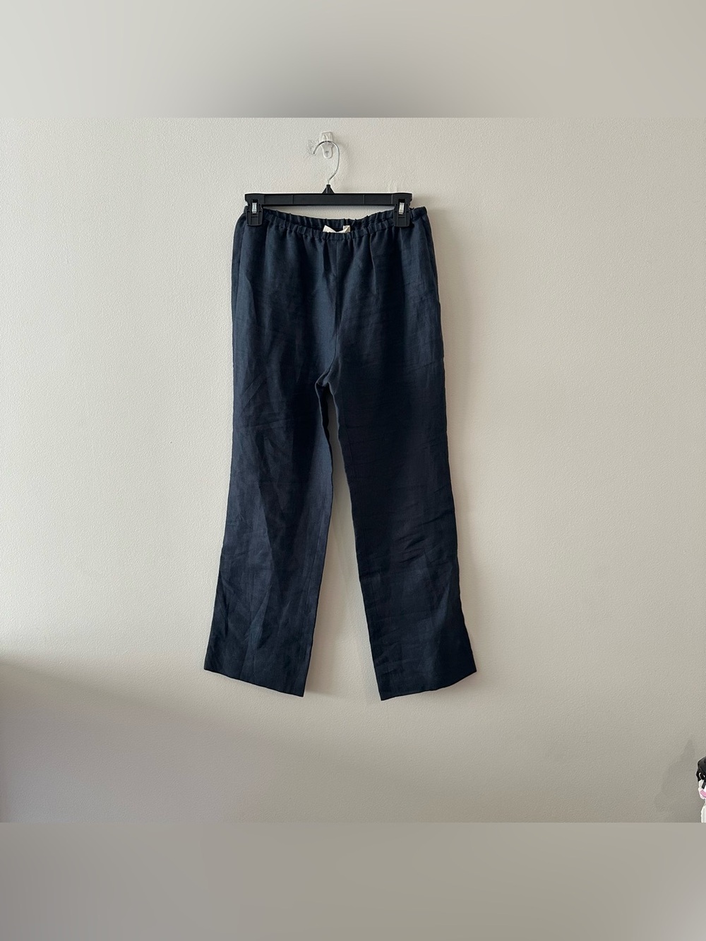 NEW Attersee Cocktail Linen Pants Navy Blue Crop Minimalist Quiet Luxury XS